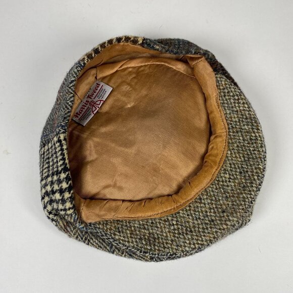 Harris Tweed Patchwork Wool Newsboy Cabbie Hat Cap Handwoven Made in Scotland - Picture 7 of 9